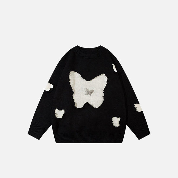 Butterfly Embroidery Loose Sweater