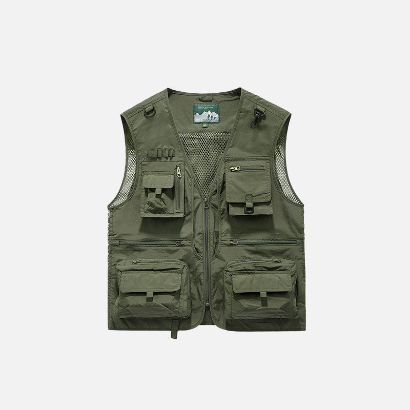 Multi-Pocket Breathable Cargo Vest Green / XXL