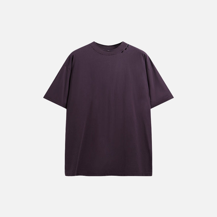 Front view of the pulm color of the High-neck Respecting Solid Loose T-shirt from DAXUEN.