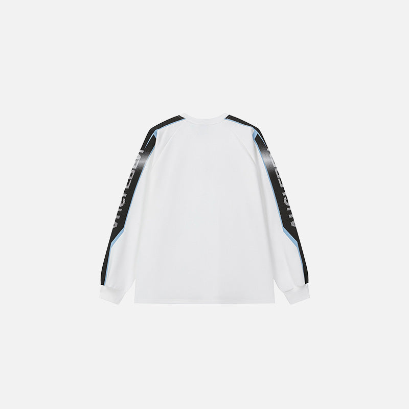 Back view of the white Neon Street Long Sleeve T-shirt in a gray background