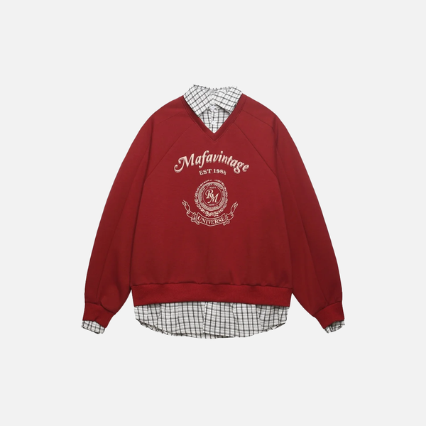 Insulated Streetwear Letter Print Fake Two-Piece Sweatshirts