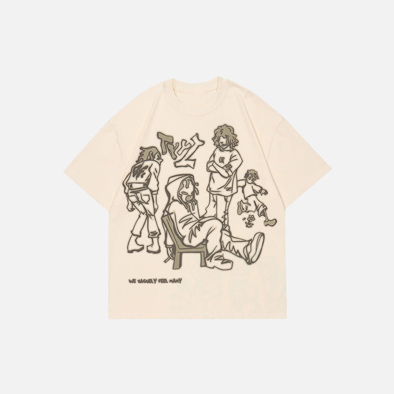 Front view of the beige Youth Life T-shirt from DAXUEN.