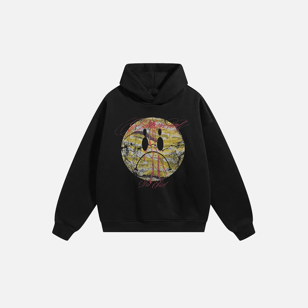 Y2K Graffiti Sad Face Graphic Hoodie