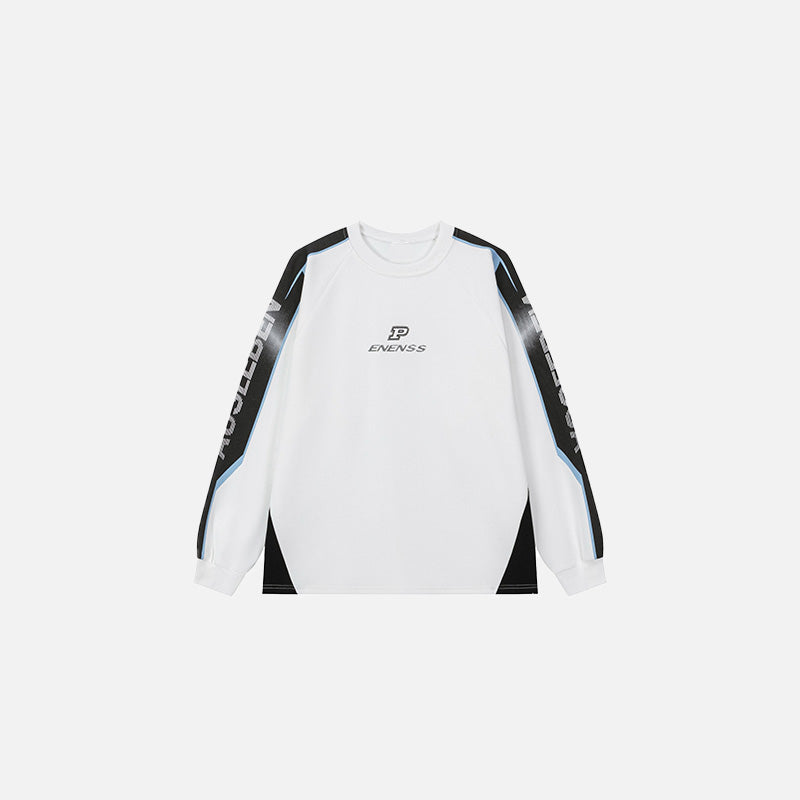 Front view of the white Neon Street Long Sleeve T-shirt in a gray background