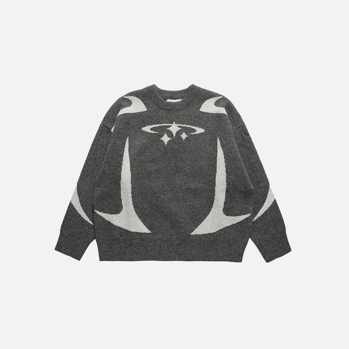 Gray color of the Y2K Stars Graphic Sweaters in a gray background