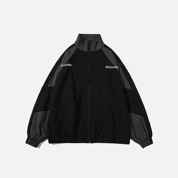 black color of the Windbreaker Women's Jacket in a gray background