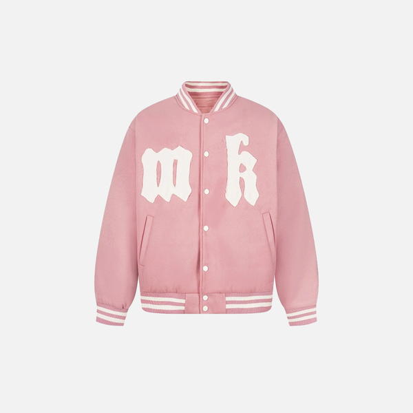 Quilted Stand Collar Letter Patch Varsity Jacket