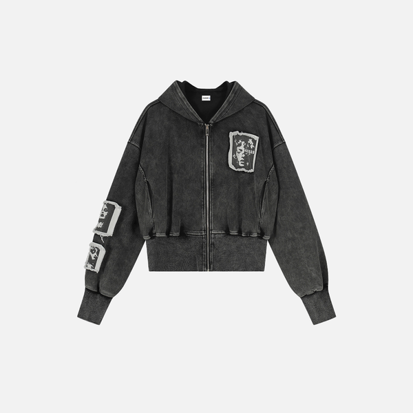 Vintage Punk Kapuzenpullover Reißverschlussjacke