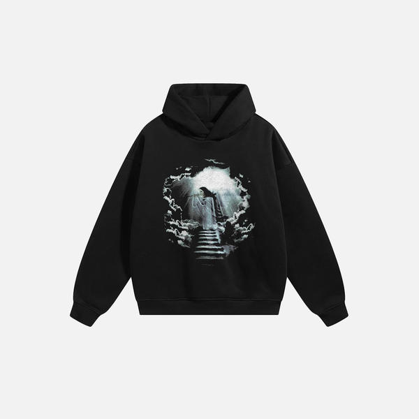 Retro Aesthetic Back Graphic Print Hoodie