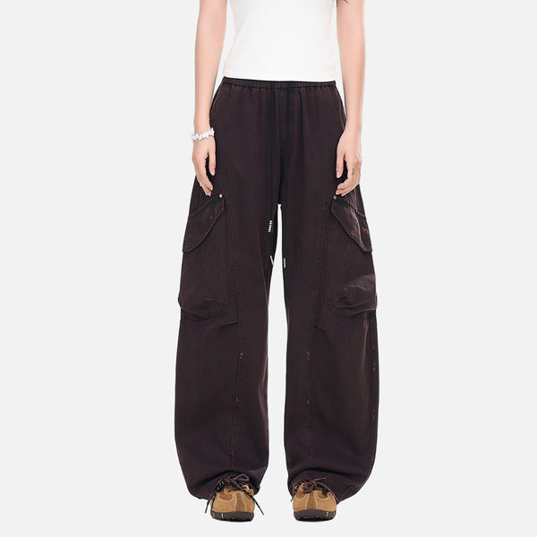 Streetwear Distressed Wide Leg Workwear Cargo Pants
