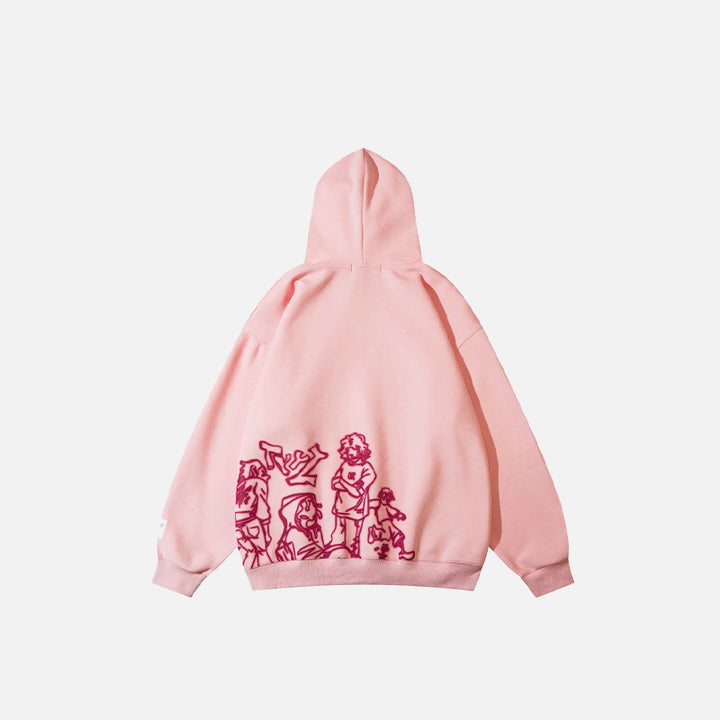 back view of the pink color of the youth life hoodie