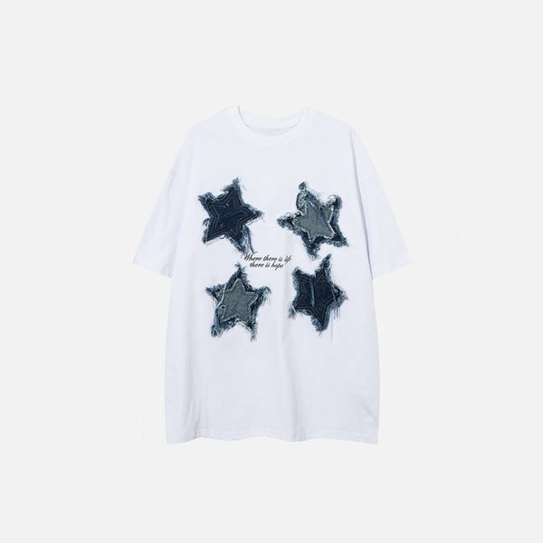 Pentagramm-Patchwork-T-Shirts