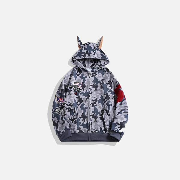 Camouflage Cat Ear Hooded High-End Sweatshirt