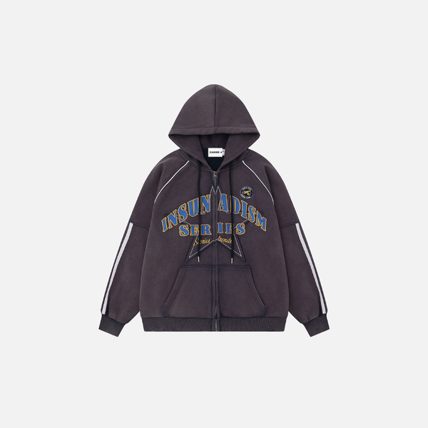 Y2K Vintage Stern besticktes Kapuzenpullover