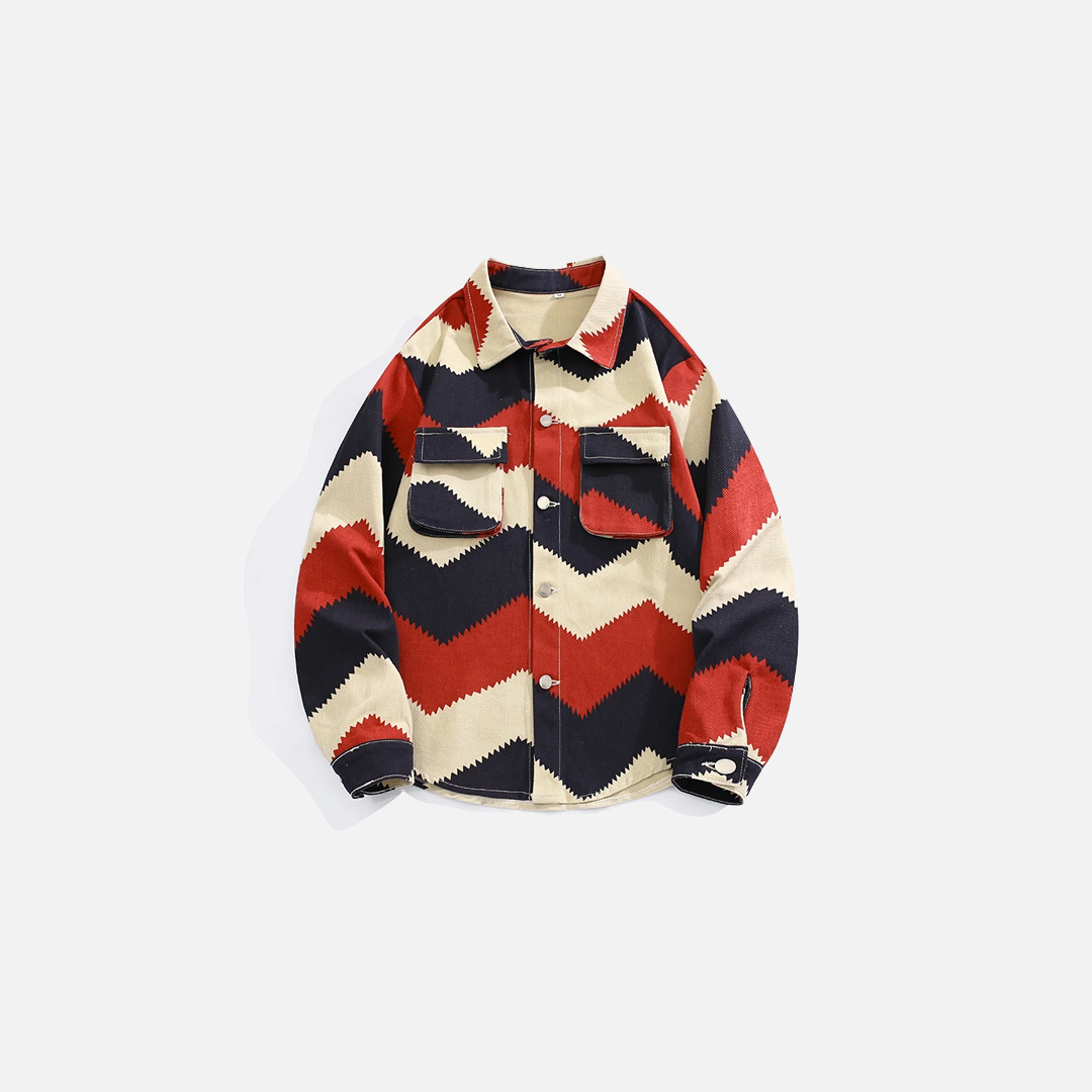 Contrasting Color Lapel Denim Jacket - DAXUEN