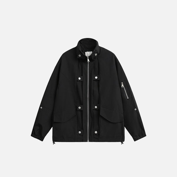 Black Zip-up Denim Jacket