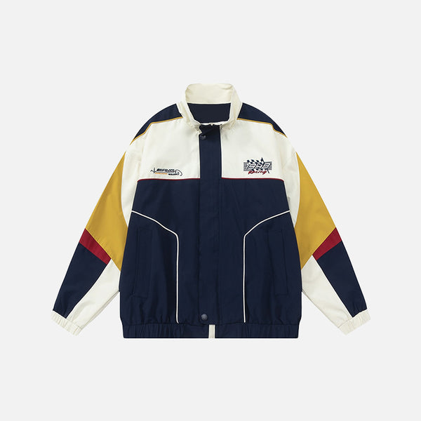 Patchwork Spring Letter Embroidery Windbreaker Jacket main image 0
