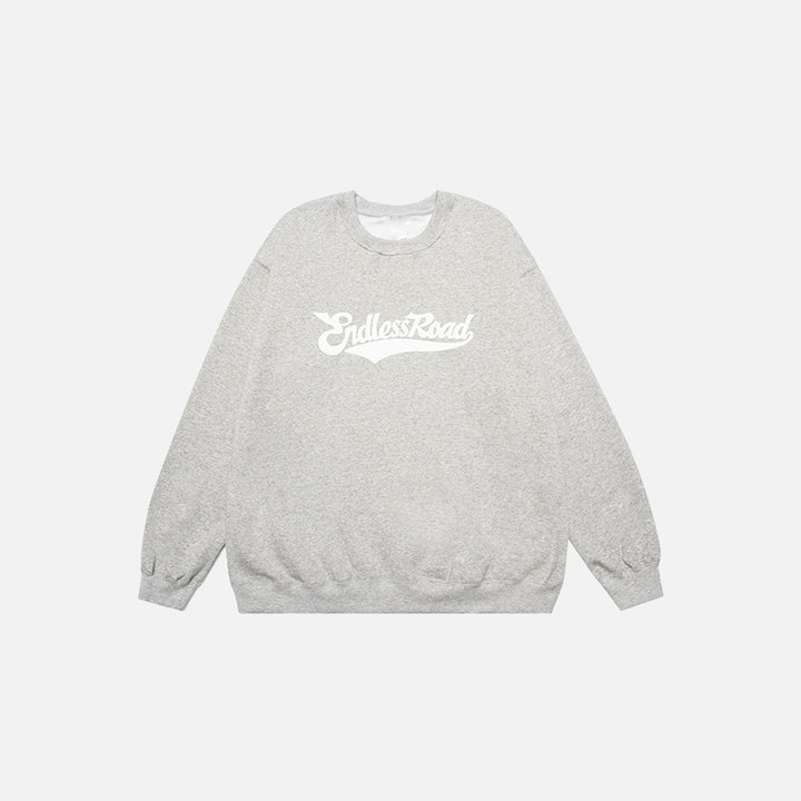 Front view of the gray Loose Retro Fleece Sweatshirt in a gray background 