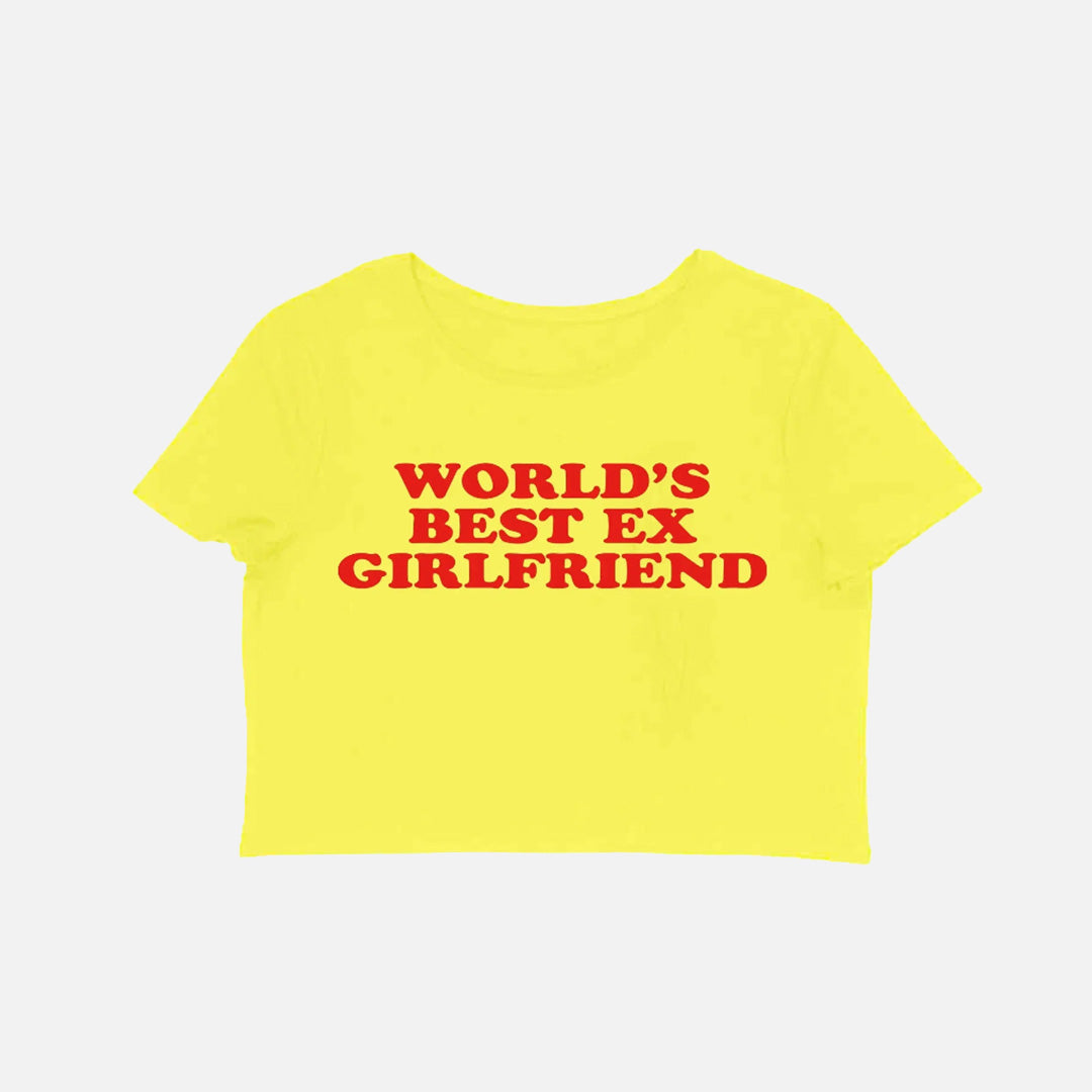 Front view of the yellow World's Best Ex Tank in a gray background