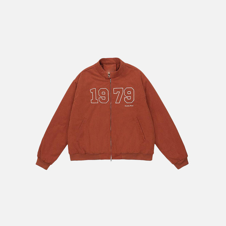 Front view of the red Y2k Loose Boxing Jacket in a gray background 