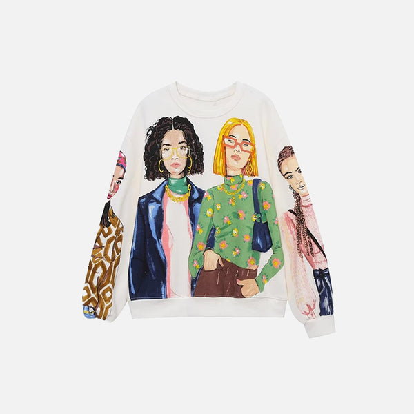 Girls Print Casual Fleece Sweatshirts