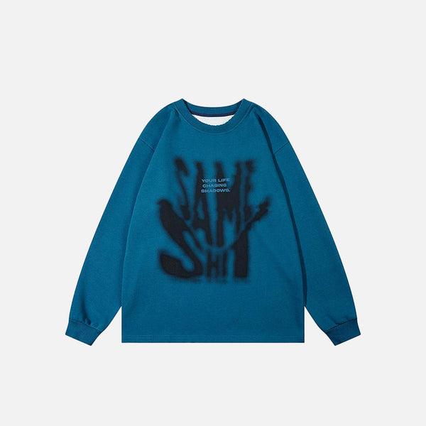 Life Chasing Shadow Print Sweatshirt