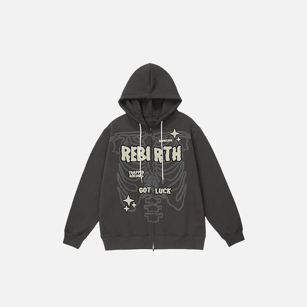 "Rebirth" Skeleton Zip-up Hoodie