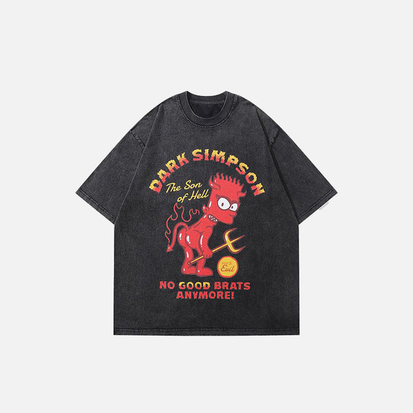 Front view of the black Dark Simpson Loose T-Shirt in a gray background 