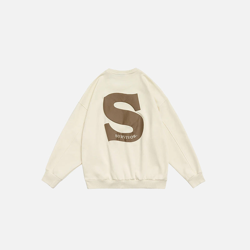 Back view of the beige S Foaming Print Sweatshirt in a gray background