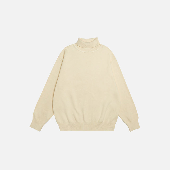 Front view of the apricot Oversized Loose Solid Color Sweater in a gray background 