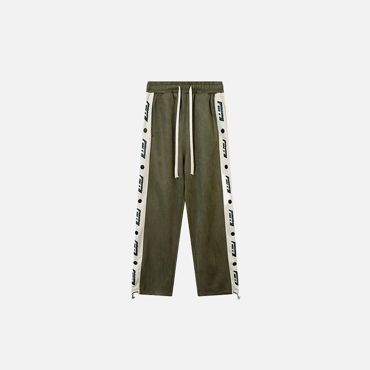 Front view of the green Side Striped High-waist Sweatpants in a gray background 