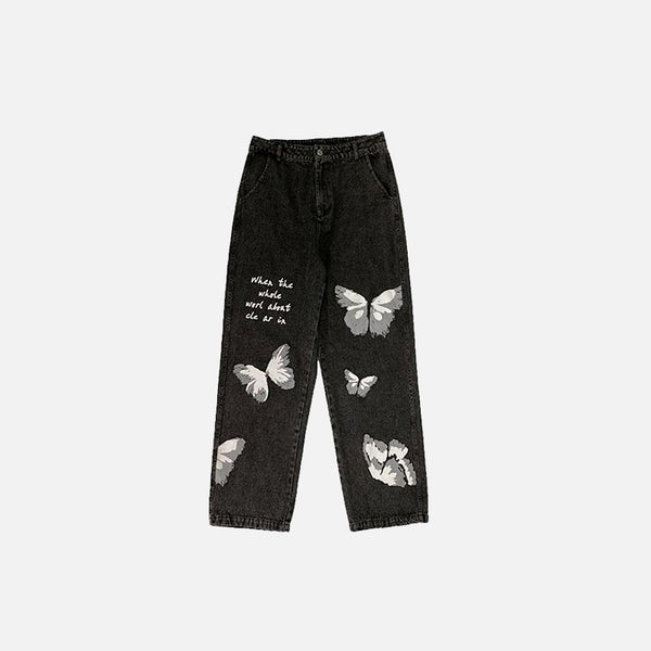 Y2k Butterfly Print Loose Jeans