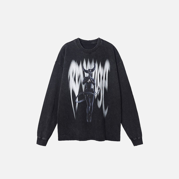 Übergroßes Sweatshirt mit Teufelsgrafikdruck
