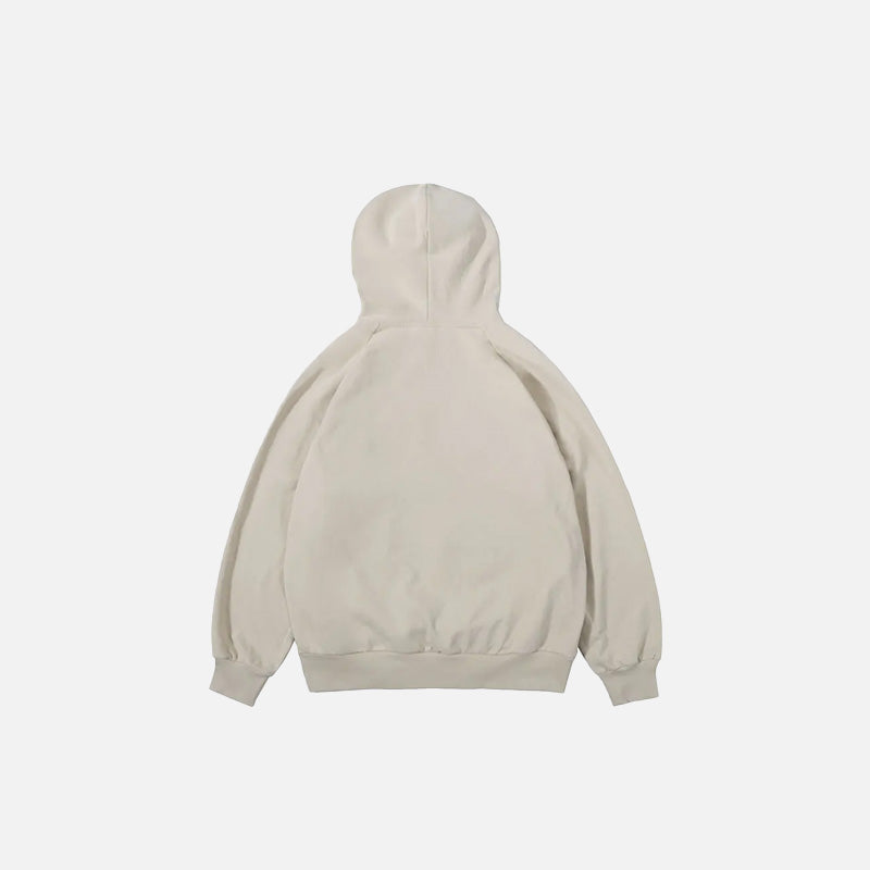 Back view of the beige Cosmic Eye Adventure Hoodie in a gray background