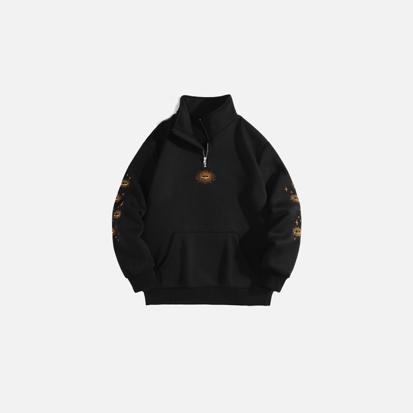 Cozy Star Pattern Fleece Quarter Sweatshirt