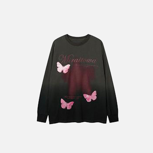 Übergroßes Sweatshirt mit Schmetterlingsgrafik und Buchstaben
