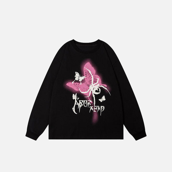 Butterfly and Spider Graphic Sweatshirt