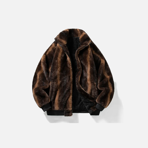 Warm Windproof Fleece-Lined FAux Fur Jacket