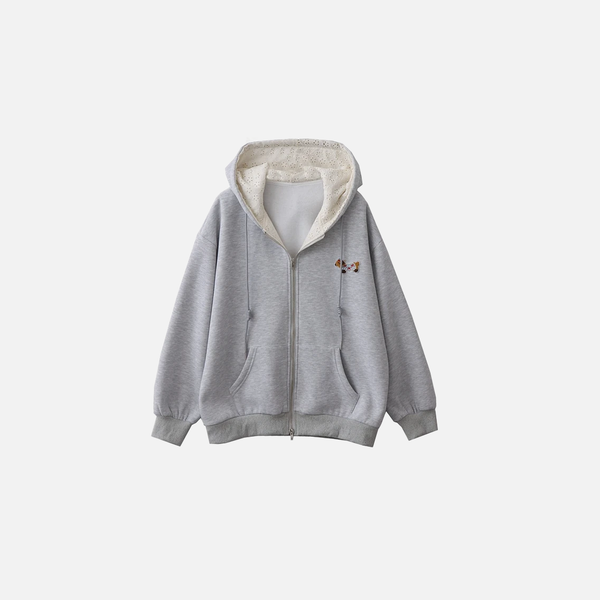 Velvet Embroidered Sweatshirt