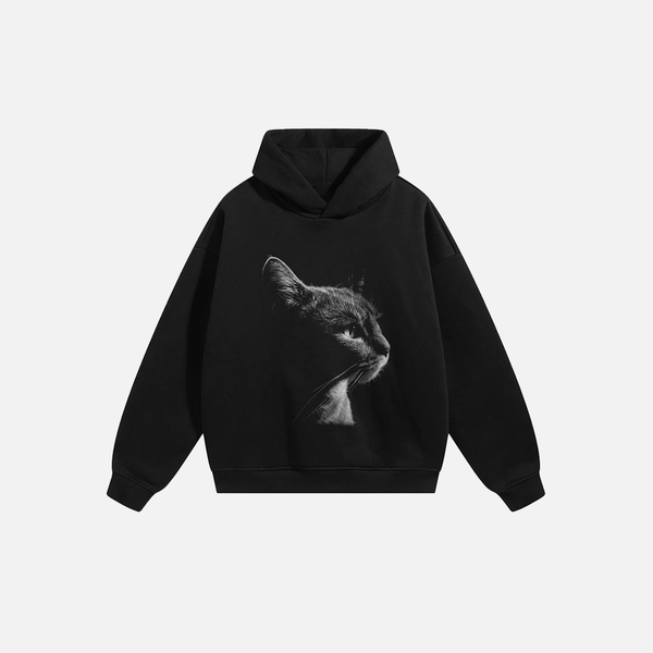 Animal Big Print Cat Graphic Hoodie