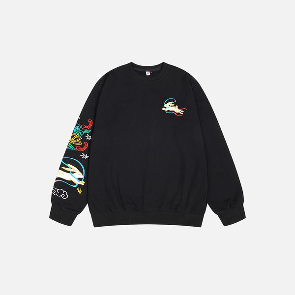 Oversized Chinese Embroidery Sweatshirt