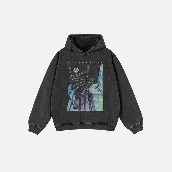 Trendy Black Graphic Oversized Hoodie