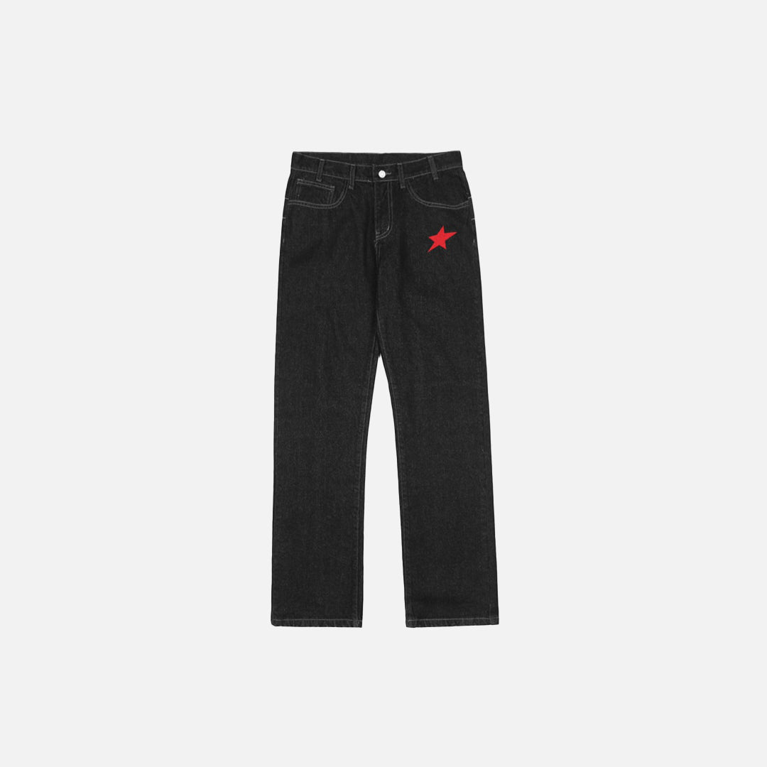 Black Baggy Star Denim Jeans – DAXUEN