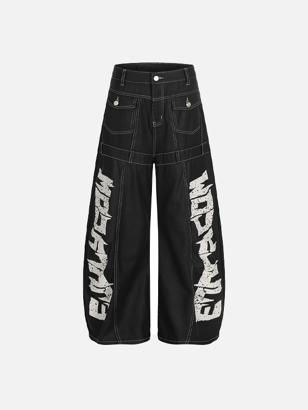 Split Design Coated Denim Jeans