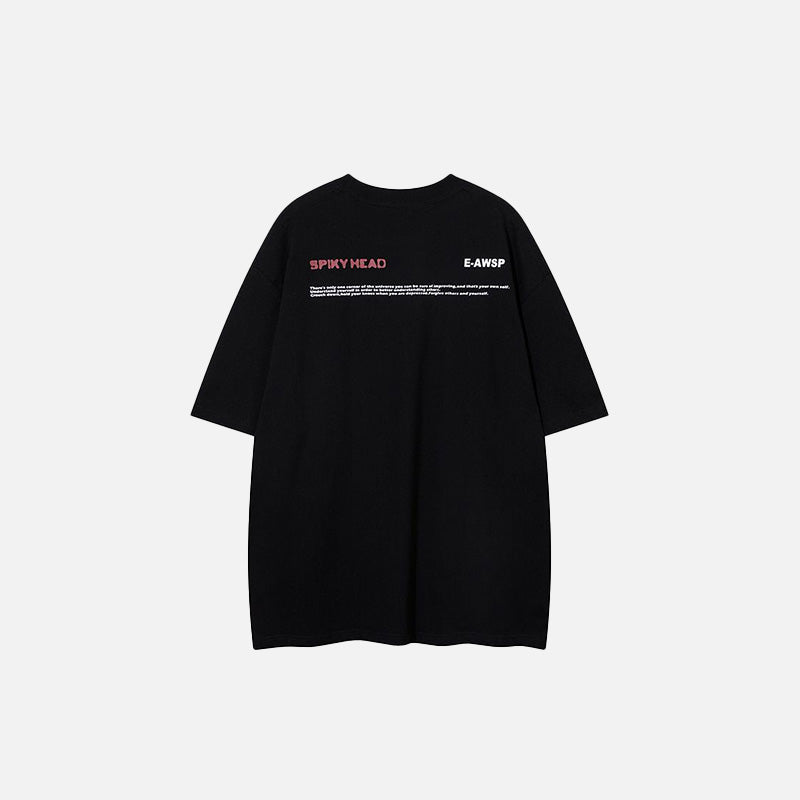 Back view of the black 90's Blurring Graphic T-shirt in a gray background