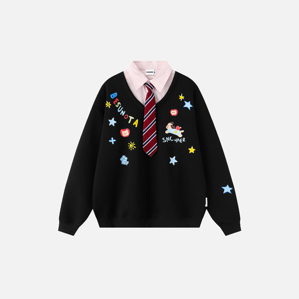 Stylish Vintage Detachable Collar Casual Sweater