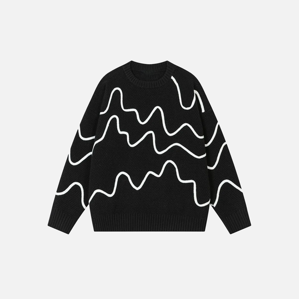 Oversized Wave Pattern Knit Jumper Sweater