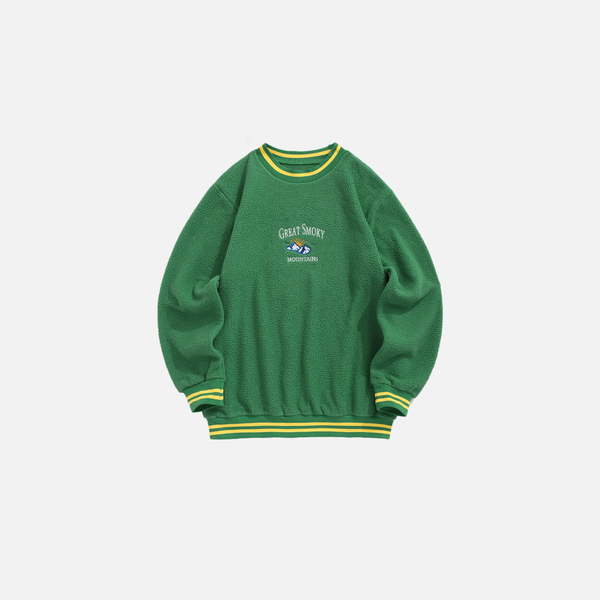 Mountain Sun Embroidered Fluffy Sweatshirt