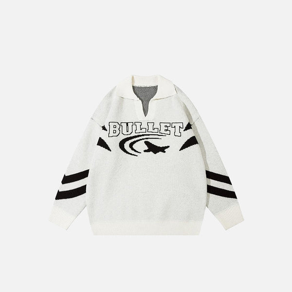 Y2K Star Knitted Polo Sweater