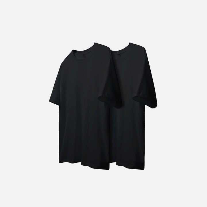 Front view of the Black Solid Color T-shirt in a gray background 